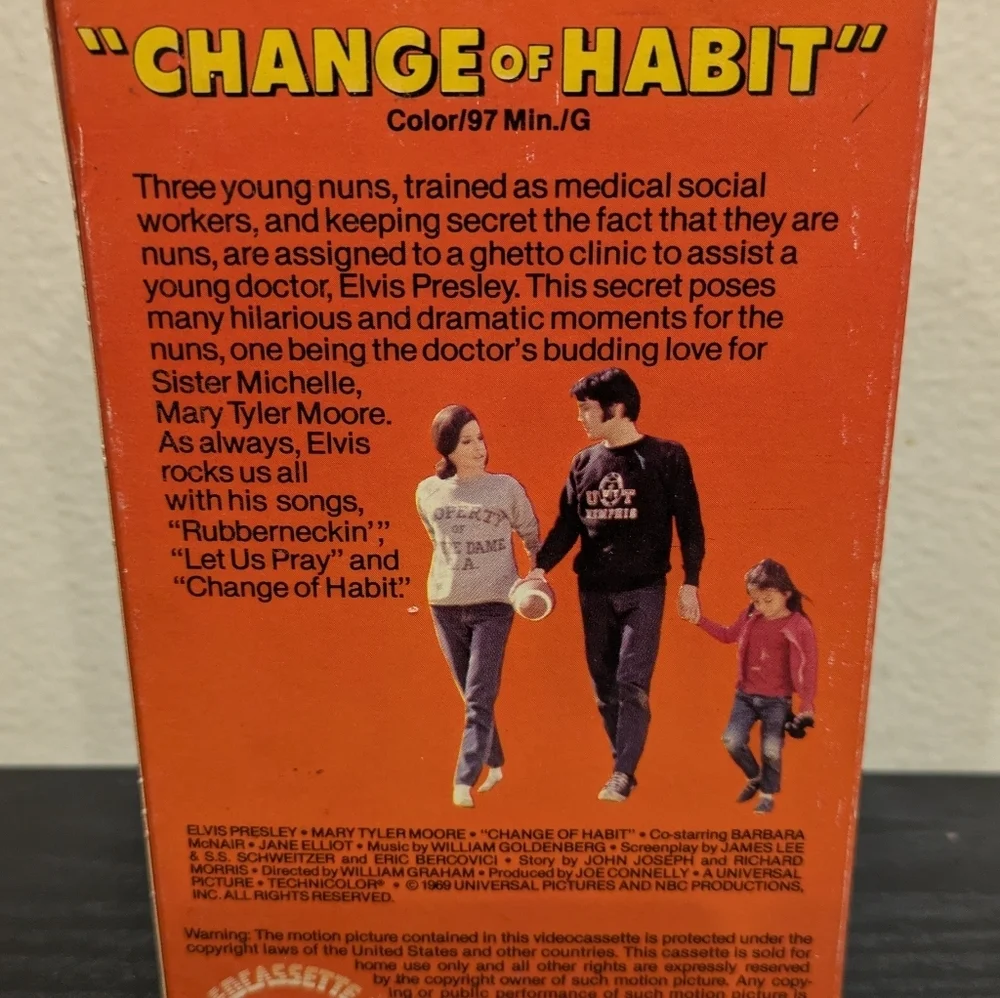 MCA VHS  with Orange and Green Cover Elvis Presley Change Of Habit - Picture 3 of 6